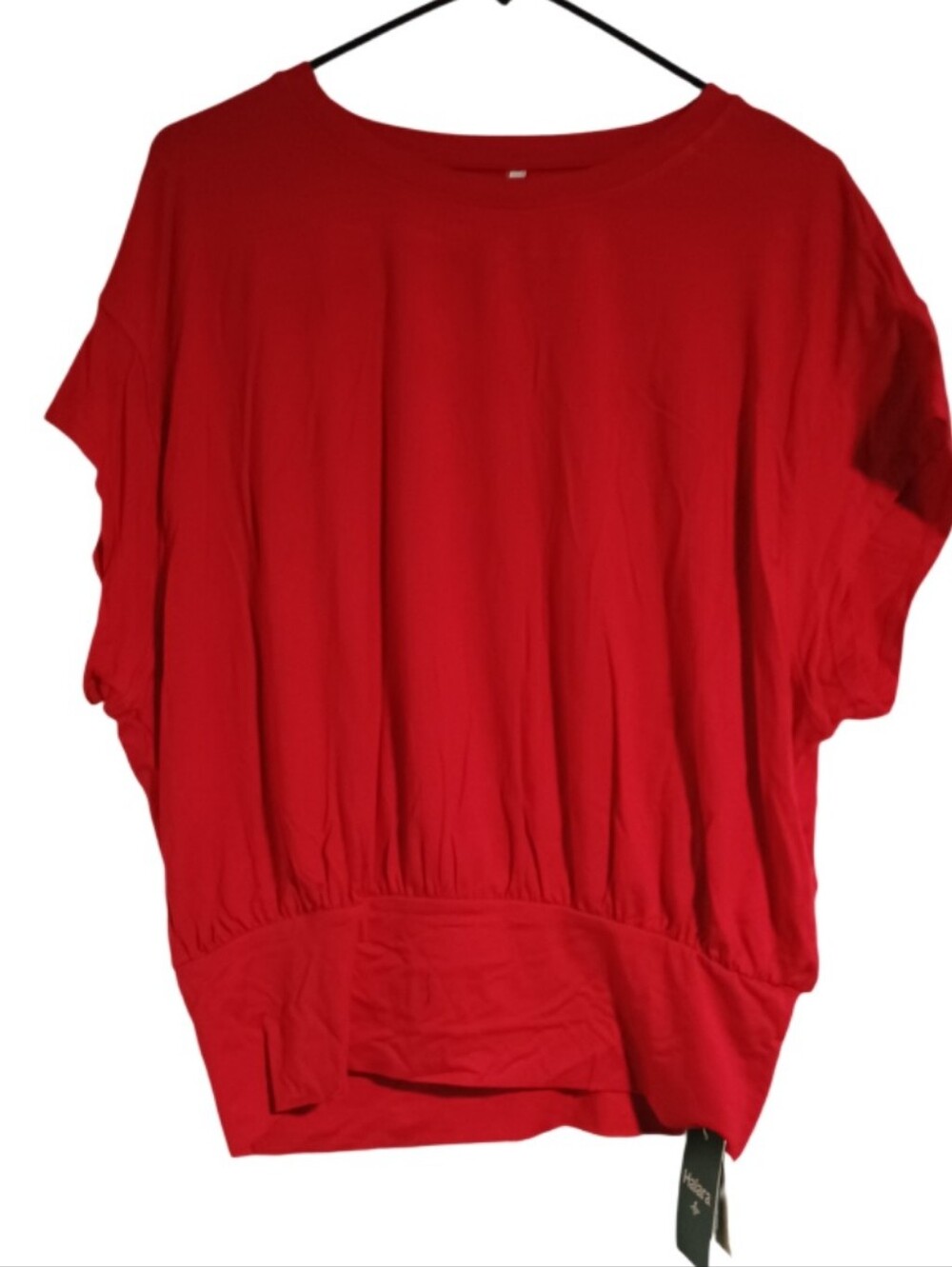 NWT HALARA Red Short Sleeve Top XL – Relaxed Fit Elastic Waist Athleisure Casual